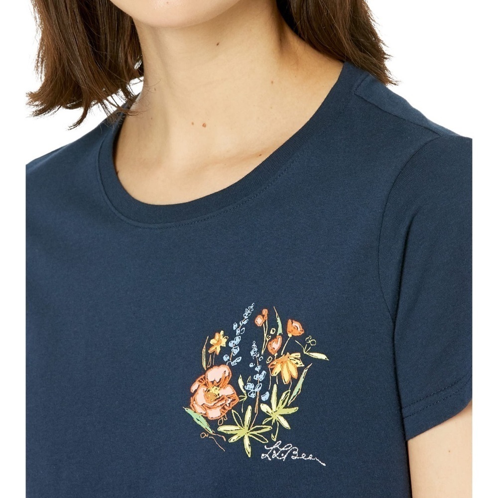 L.L.Bean Navy Graphic Tee Short Sleeve Jess Franks Artwork Size Medium